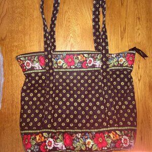 Vera Bradley Handbag Villager Tote VIBRANT BLACK FLORAL RETIRED Purse